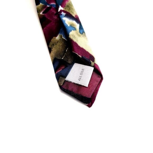 Pierre Cardin Abstract Blue Purple Beige Wide Silk Tie‎ - Picture 4 of 6